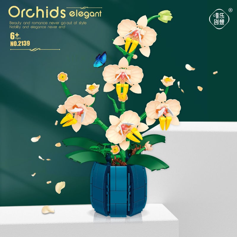 Preserved Orchid Assembled Building Blocks Flower Plant Potted Plants Compatible With Lego Building Blocks Rose Educational Toys Ornaments - Image 2